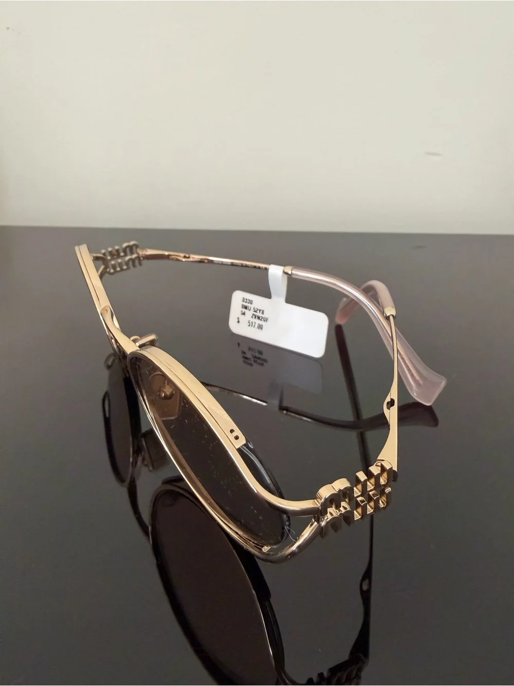 Miu Miu Round Metal Sunglasses with Gold Frame
